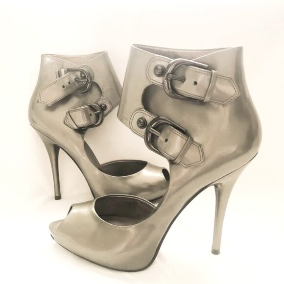 Guess by Marciano Shoes - Guess by Marciano Open Toe Ankle Strap Stiletto's Gun Metal Silver Size 6.5 $200